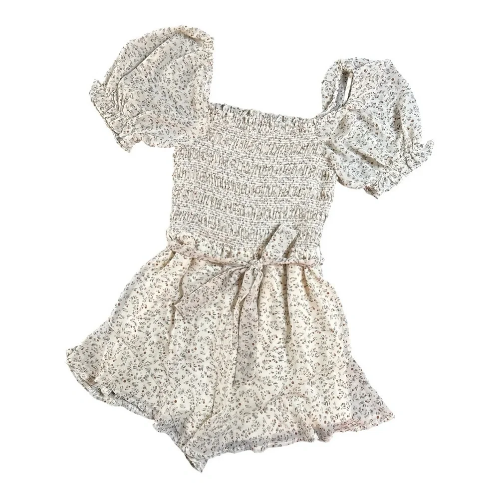 She + Sky Cream Floral jumpsuit